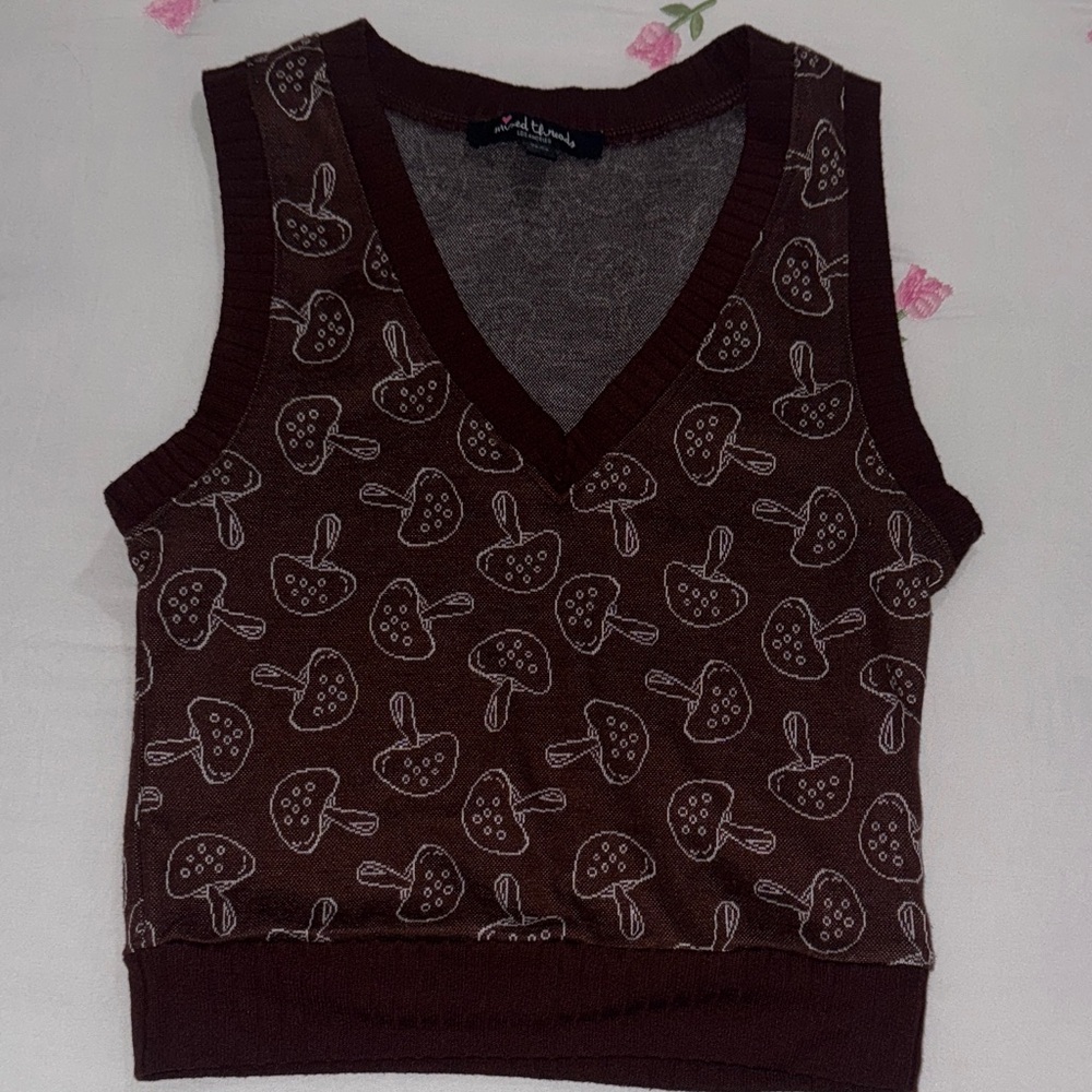 Brown Mushroom Pattern Kids Vest